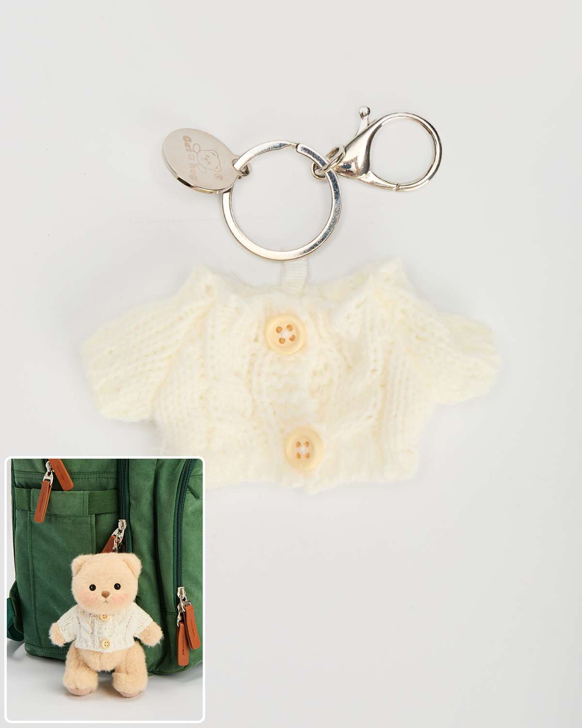 White Sweater Keychain (Outfit Only) | 5.9 Inches Mini Teddy Bear Clothes