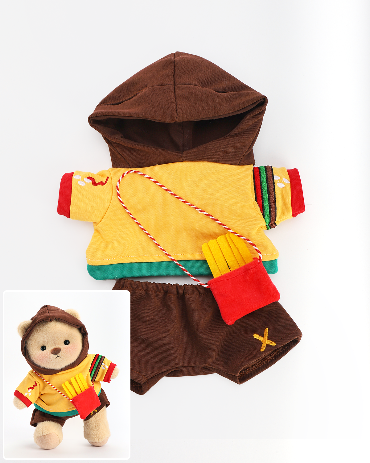 Getahug 🍔Hamburger Hoodie Bear | Handmade Jointed Teddy Bear Gift