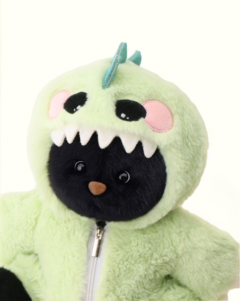Getahug Furry Dino Black Bear | Handmade Jointed Teddy Bear Gift (Presale)