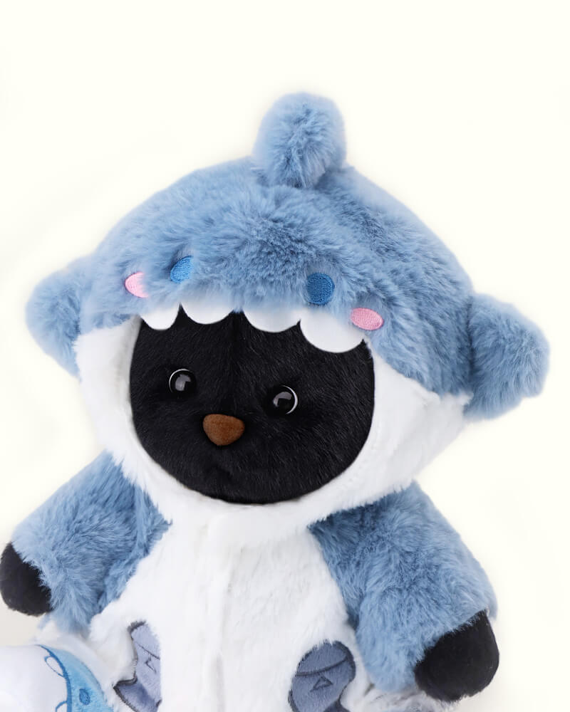 Getahug Fluffy Shark Black Bear | Handmade Jointed Teddy Bear Gift
