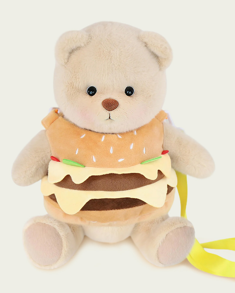 Getahug  Hamburger Strap Takeout Bag Bear | Handmade Jointed Teddy Bear Gift