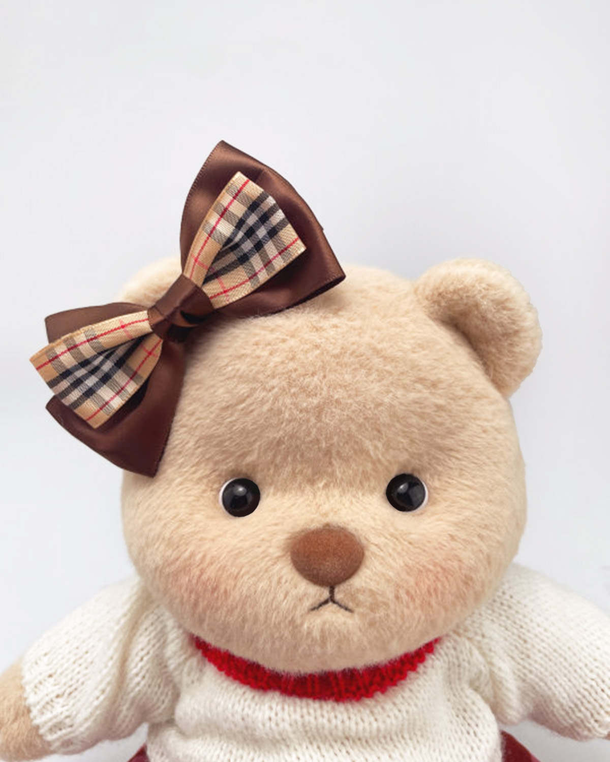 Brown Plaid Bow Clip | Teddy Bear Clothes