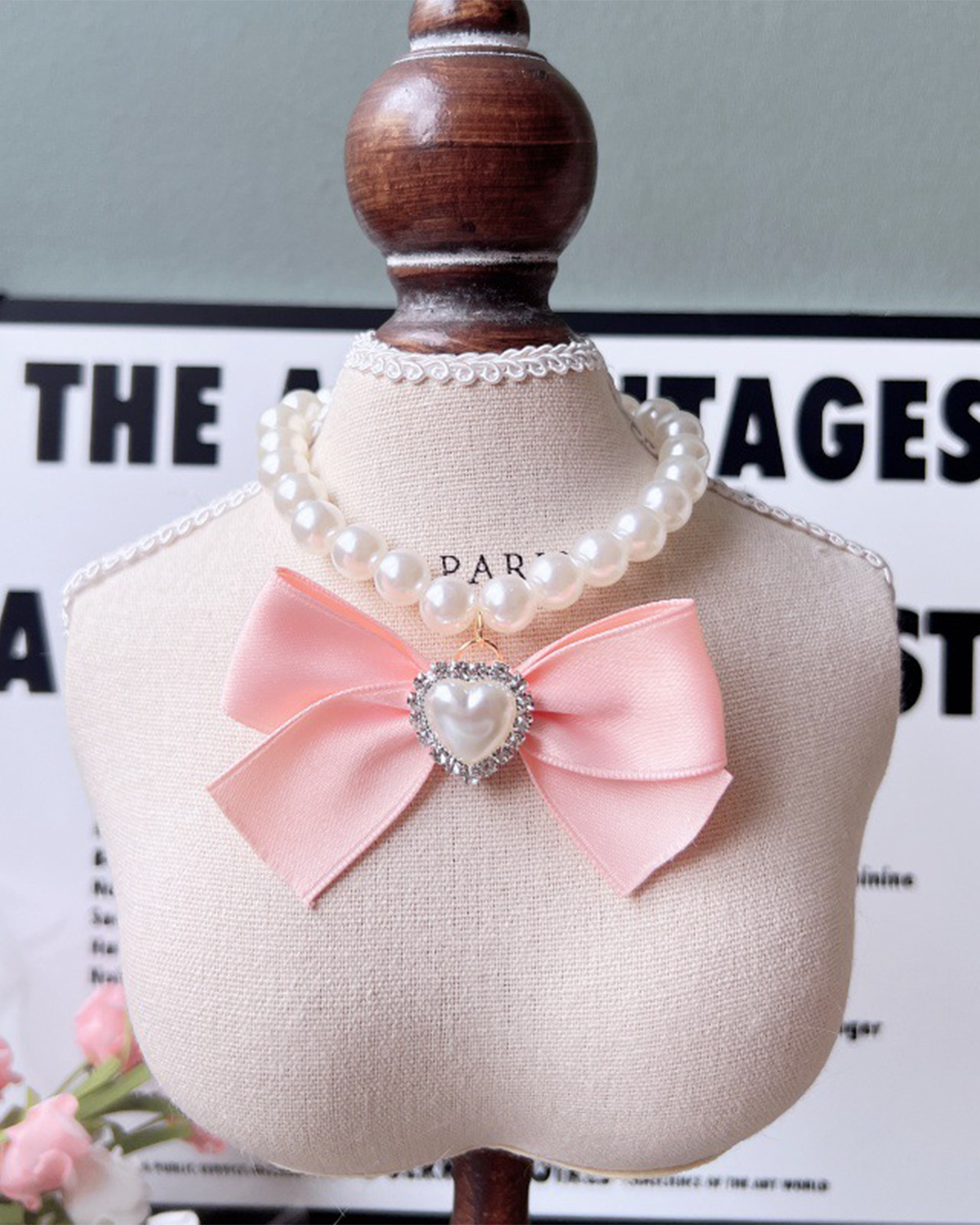 Pink Bow Pearl Necklace | Suitable for 12 Inches Stuffed Animals