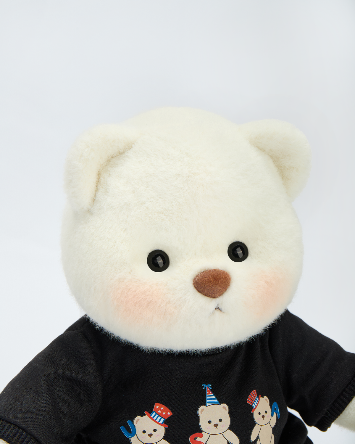 Getahug Black T-shirt with USA Print Bear | Handmade Jointed Stuffed Animal Gift