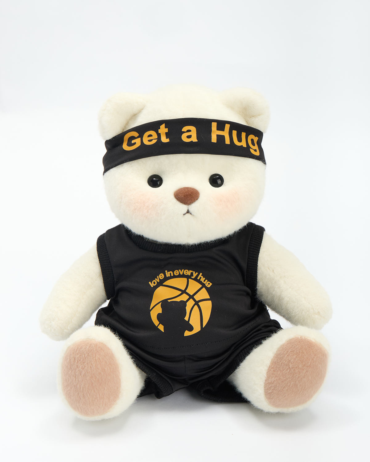 Getahug Basketball Print Black Jersey Bear | Handmade Jointed Stuffed Animal Gift
