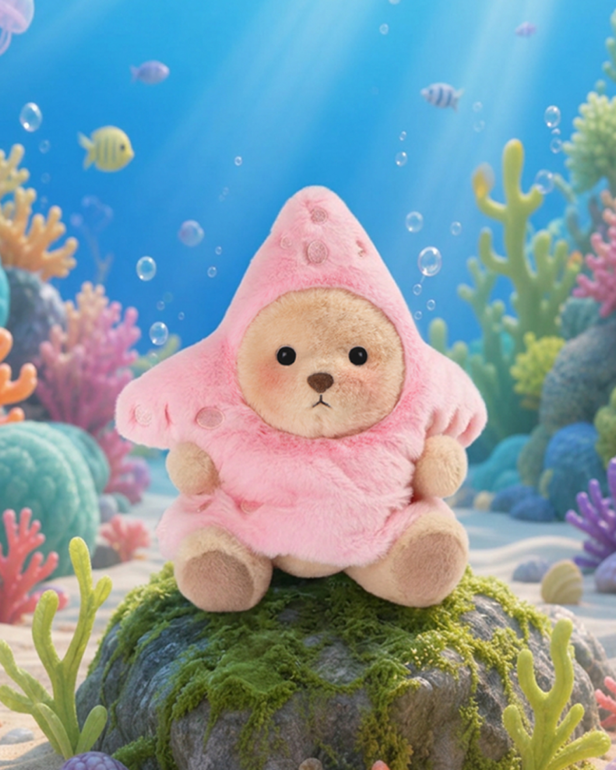 Getahug Starfish Mini Bear Keychain | 5.9 Inches Plush Bag Charm Stuffed Animal Gift