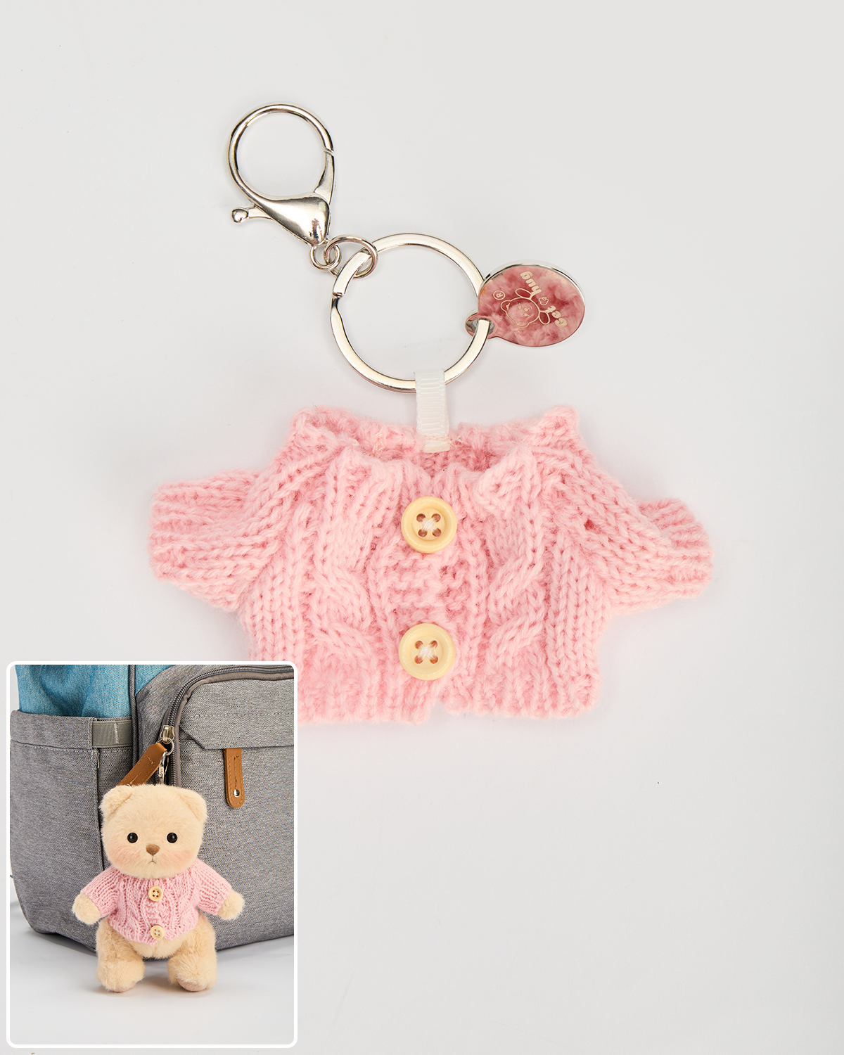 Getahug 5.9 Inches Pink Sweater Brown Mini Bear Pendant Keychain Gift