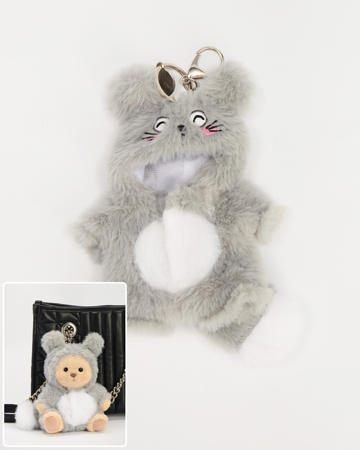 Fluffy Totoro Keychains (Outfit Only) | 5.9 Inches Mini Teddy Bear Clothes