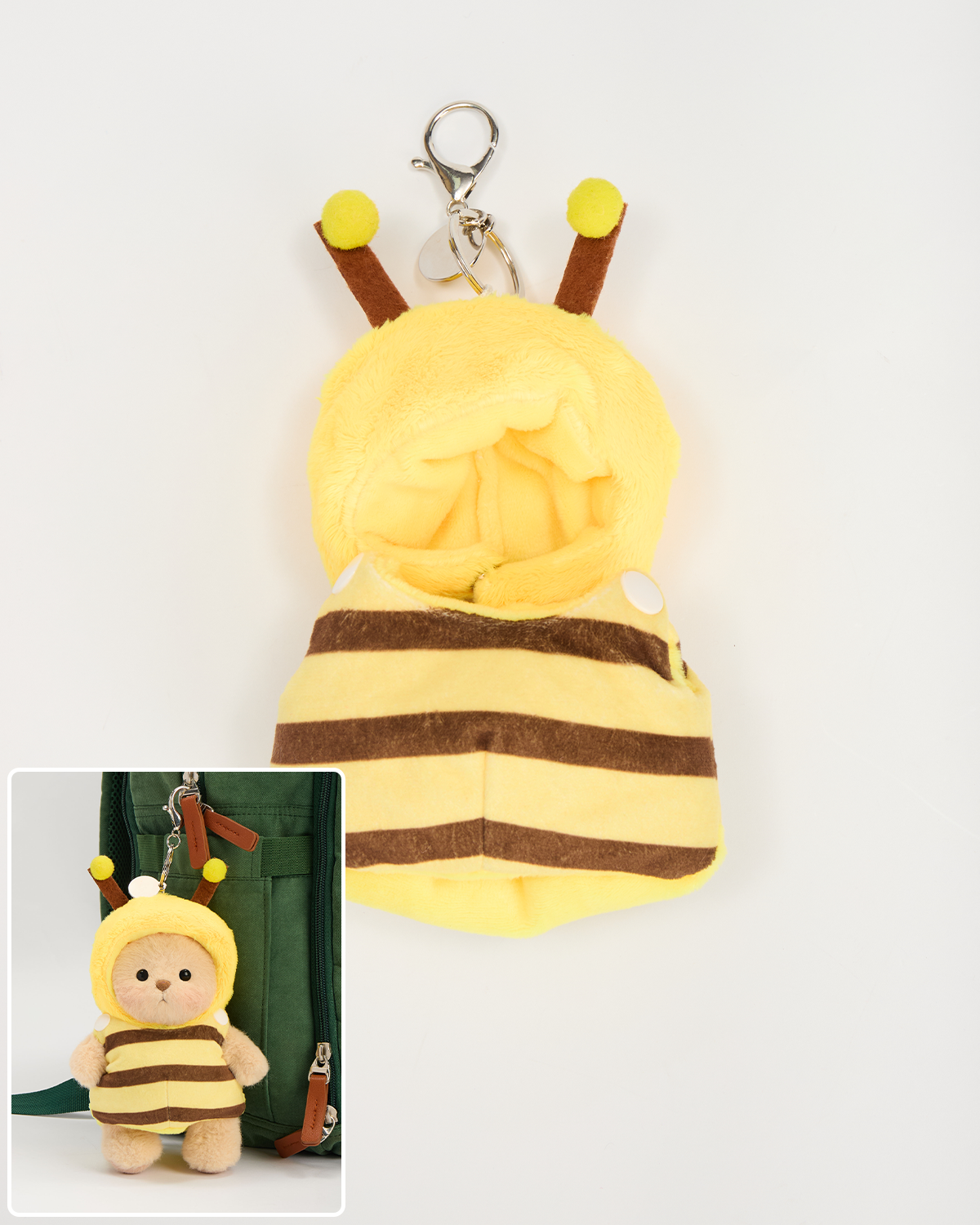 Honey Bee Bag Charm Keychains (Outfit Only) | 5.9 Inches Mini Teddy Bear Clothes