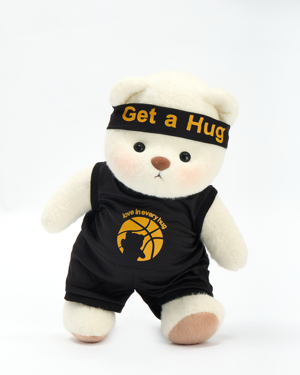 Getahug Basketball Print Black Jersey Bear | Handmade Jointed Stuffed Animal Gift
