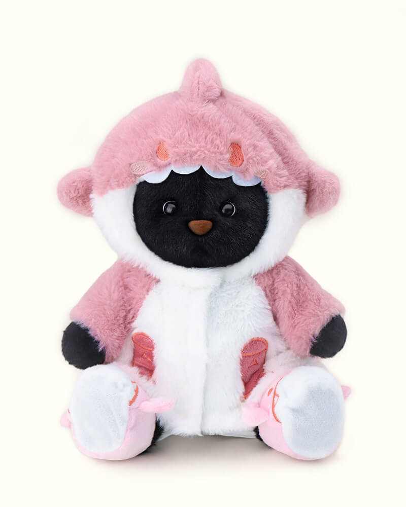 Getahug Fluffy Shark Black Bear | Handmade Jointed Teddy Bear Gift