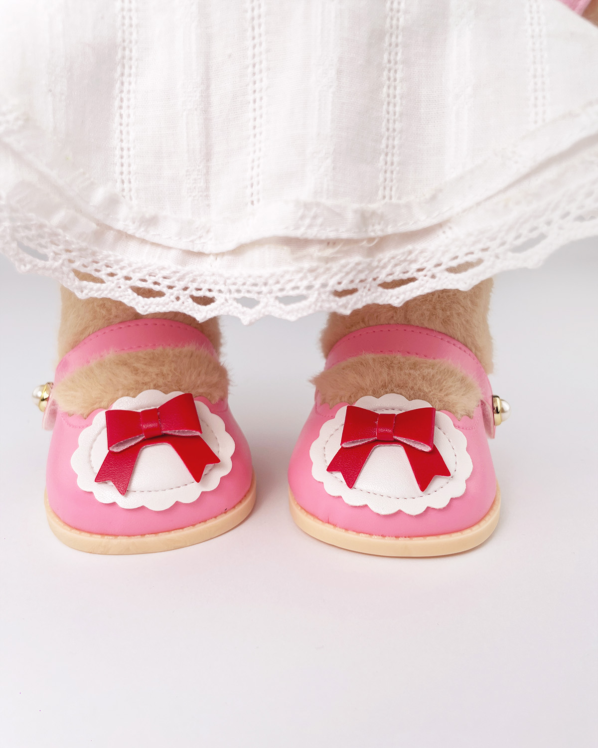 Red Bow Pink Shoes | Teddy Bear Clothes