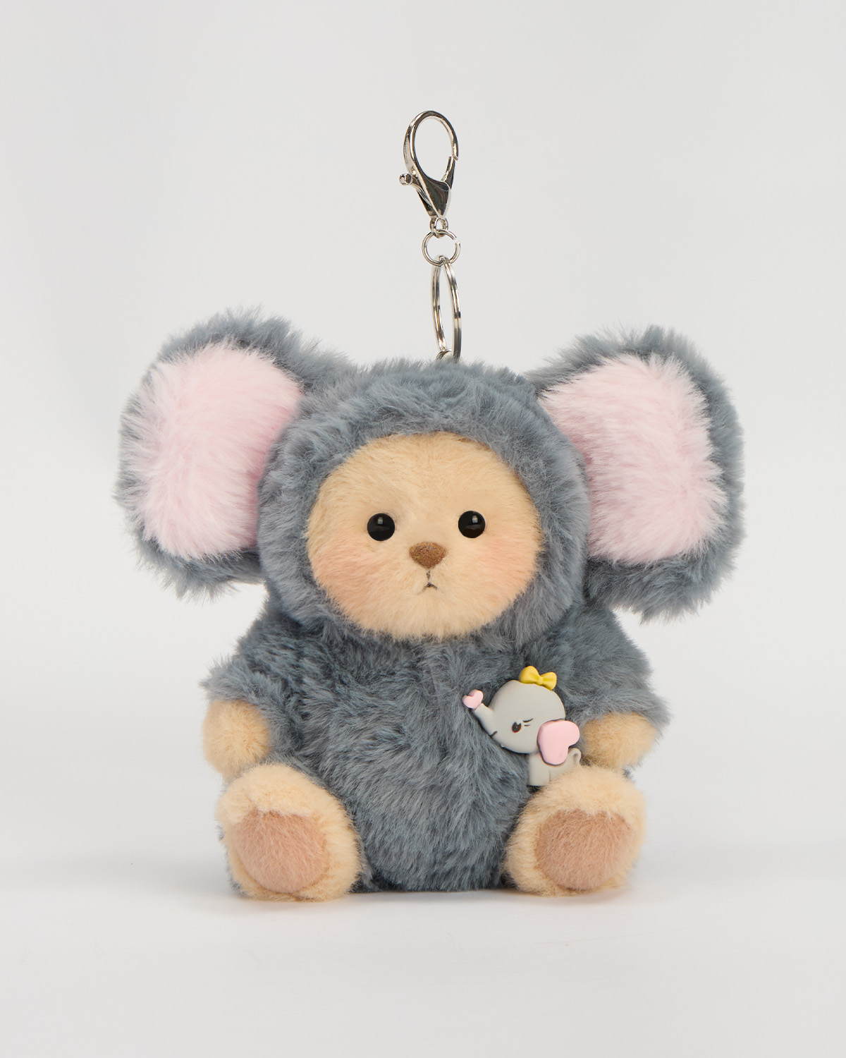 Getahug 5.9 Inches Fluffy Elephant Brown Mini Bear Pendant Keychains Gift