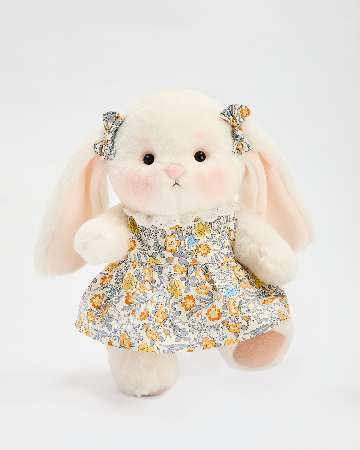 Getahug The White Bunny With Floral Dress | Handmade Jointed Bunny Gift