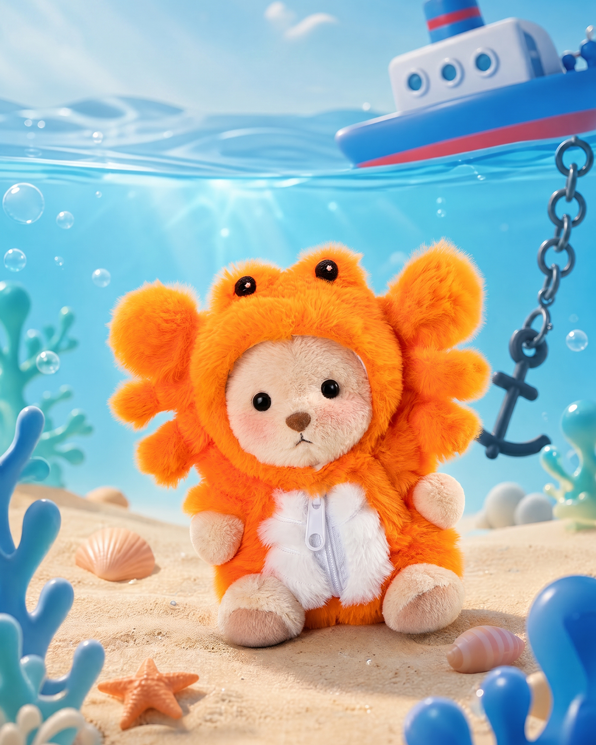 Getahug Crab Mini Bear Keychain | 5.9 Inches Plush Bag Charm Stuffed Animal Gift