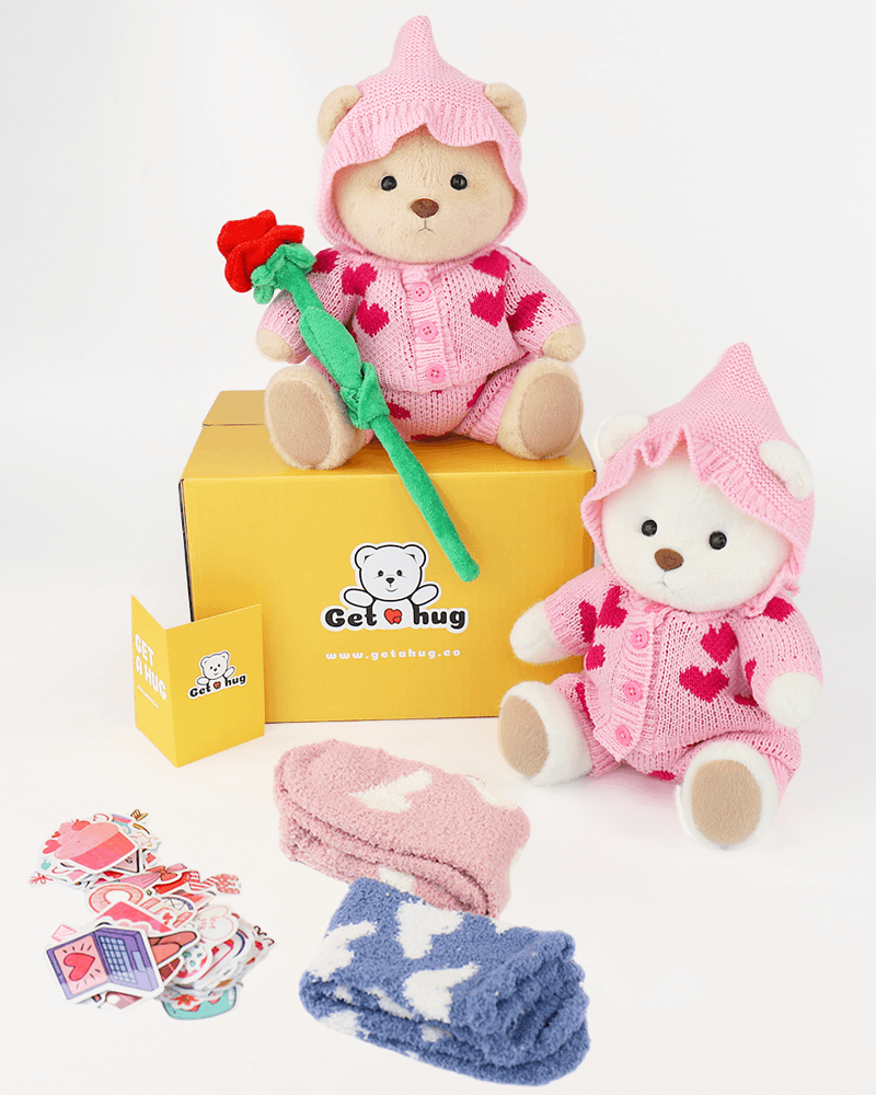 Small Custom Handmade Jointed Valentine's Teddy Bear