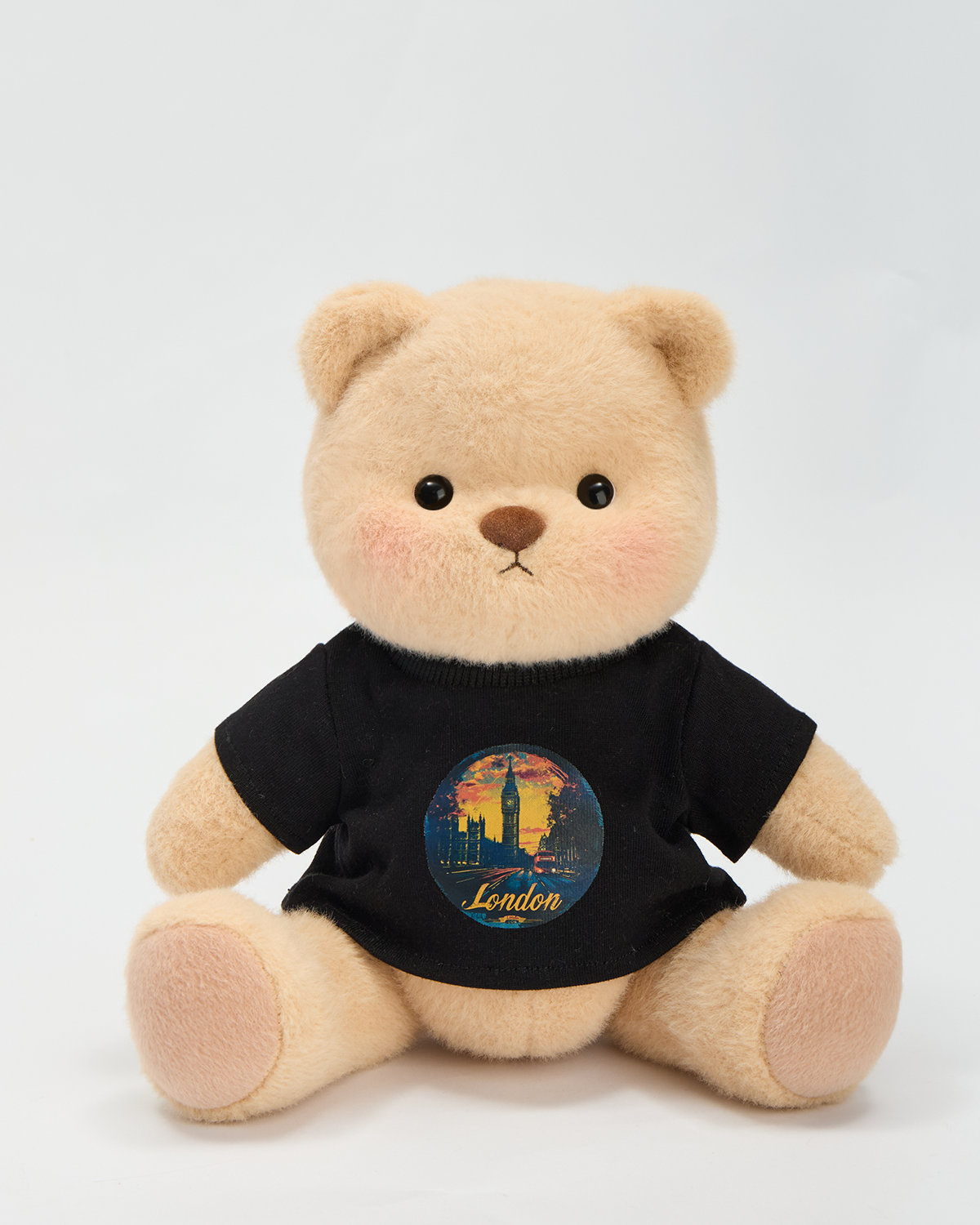 Getahug London print Black T-shirt Bear | Handmade Jointed Teddy Bear Gift