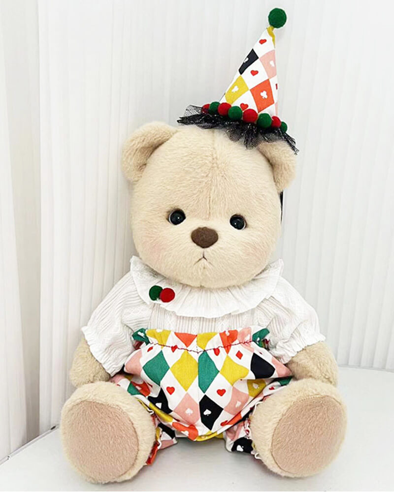 Birthday Clown Set / Handmade Jointed Teddy Bear Gifts, Outfits Only Â· Colorful Squares