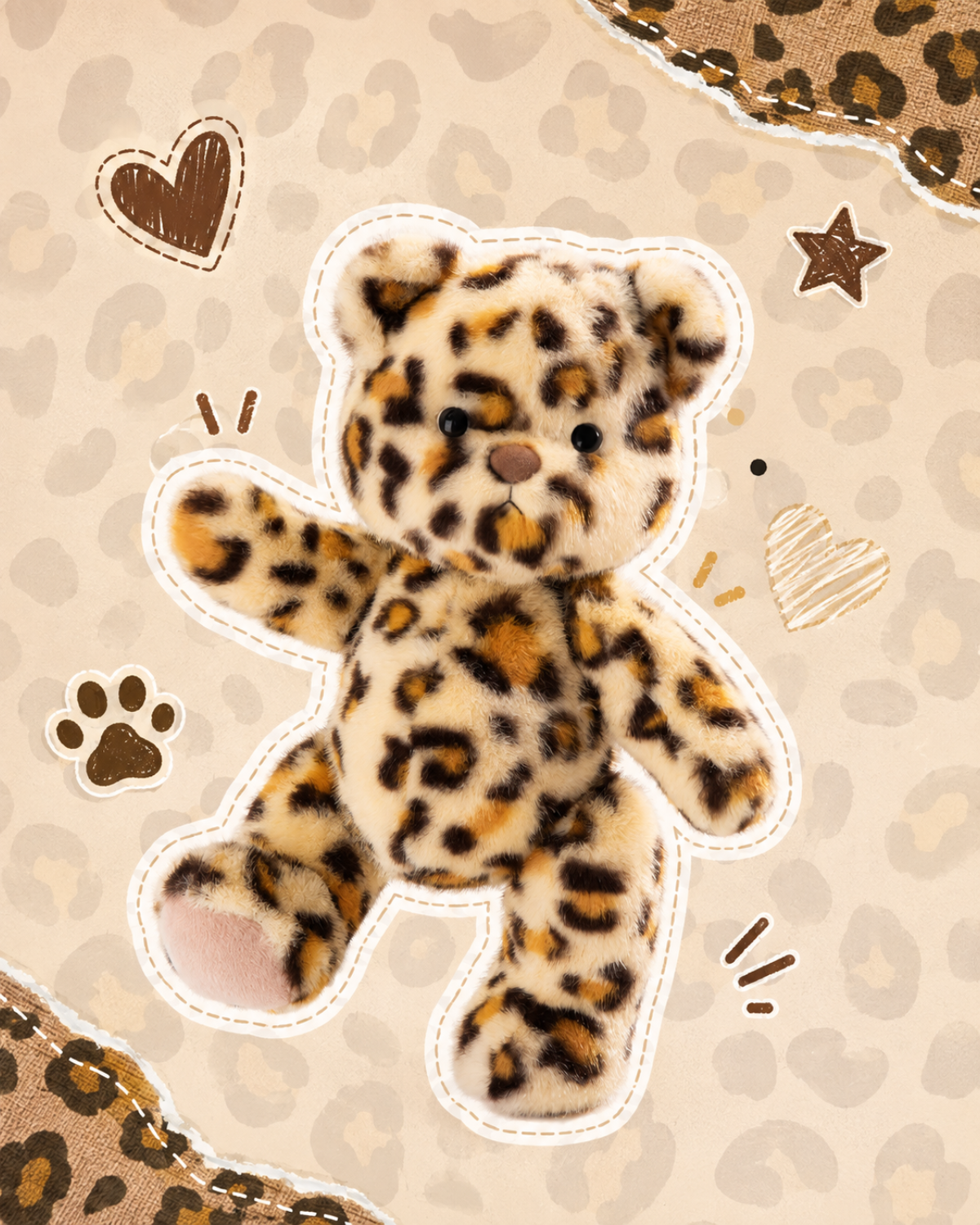 Getahug Aurelio Leopard Teddy Bear | Limited Edition Handmade Jointed Stuffed Animal Gift