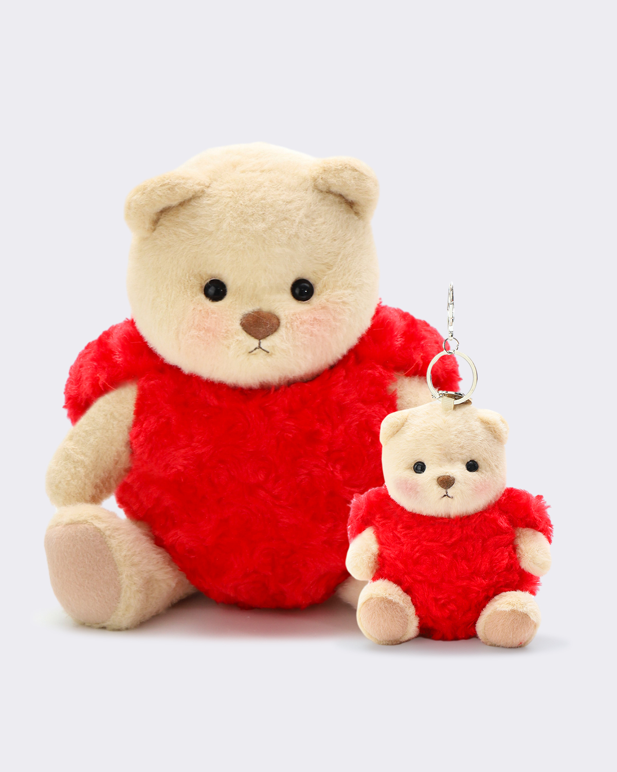 Getahug Fluffy Love Heart Brown Bear with Mini Bear Bag Charm Gift Bundle