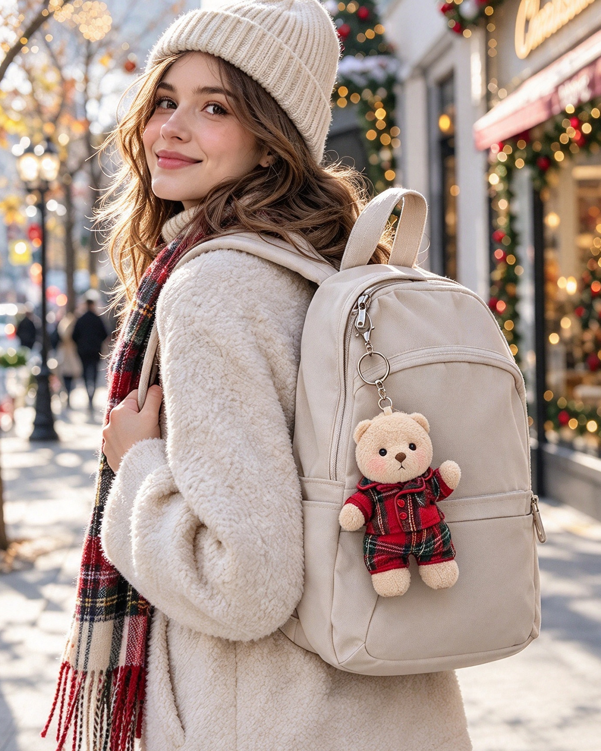 Getahug Christmas Plaid Pajamas Mini Bear | 5.9 Inches Plush Teddy Bear Keychains Gift