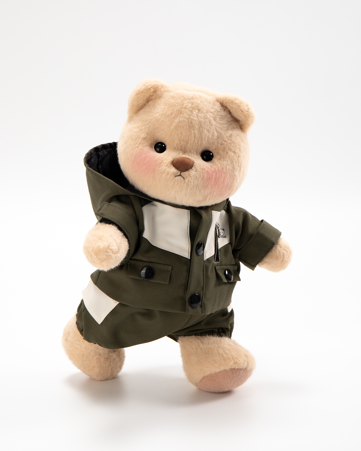 Getahug Green Waterproof Jacket Bear | Handmade Jointed Teddy Bear Stuffed Animal Gift