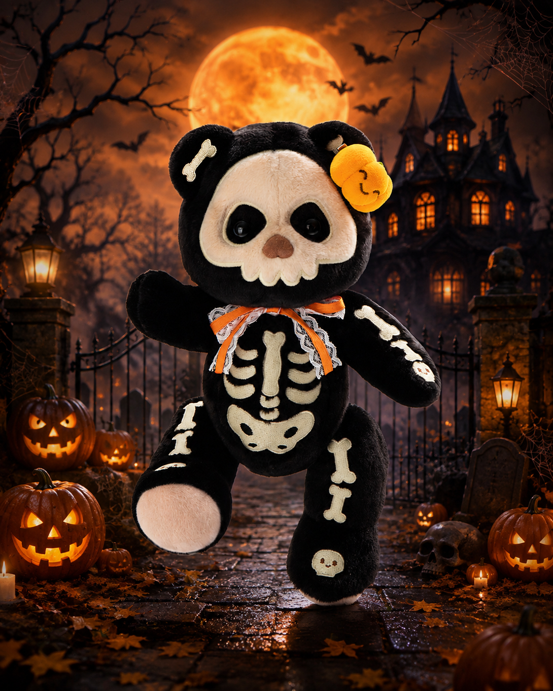 Getahug Halloween Glow-in-the-Dark Skeleton Teddy Bear | Halloween Limited Edition Handmade Jointed Stuffed Animal Gift (Pre-sale)