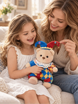 Getahug Halloween Jolly Clown Bear | Handmade Jointed Teddy Bear Stuffed Animal Gift