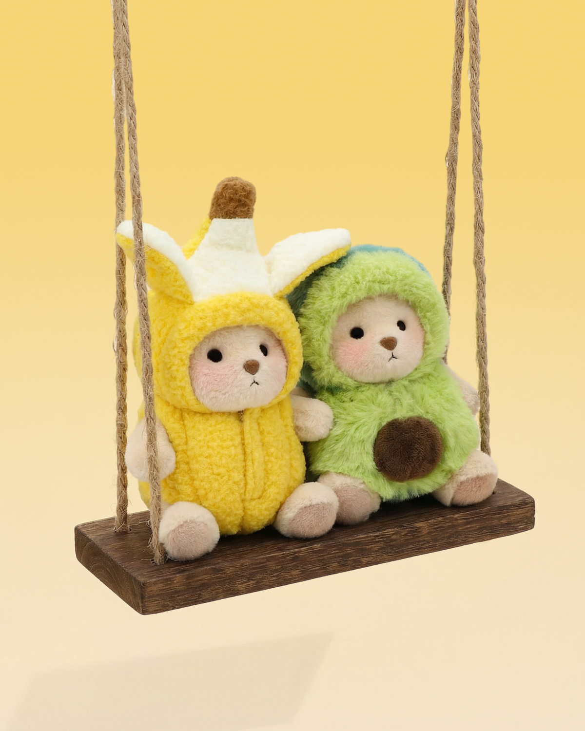 Getahug Banana and Avocado Mini Bears Gift Bundle | 5.9 Inches Plush Bag Charm Gift
