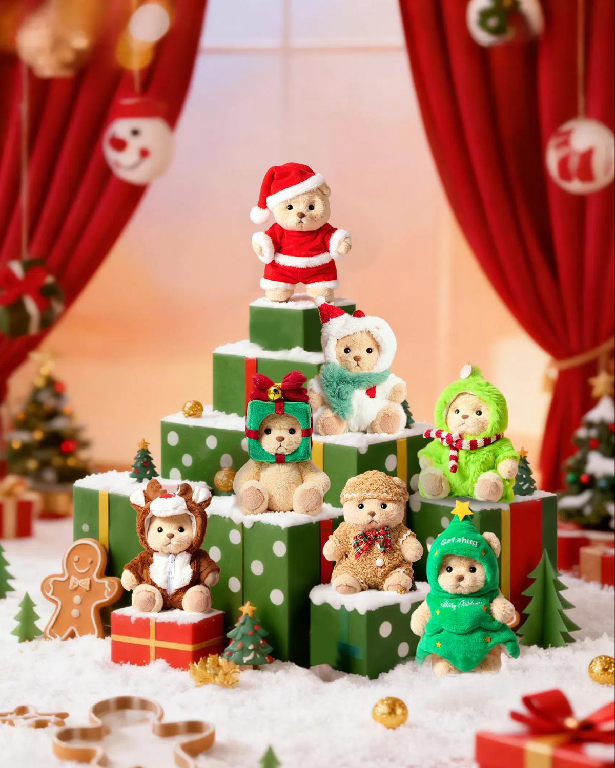 Getahug Christmas Series Mini Bear Blind Box | Christmas Limited Edition 5.9 Inches Plush Pendant Keychains Bag Charm Gifts