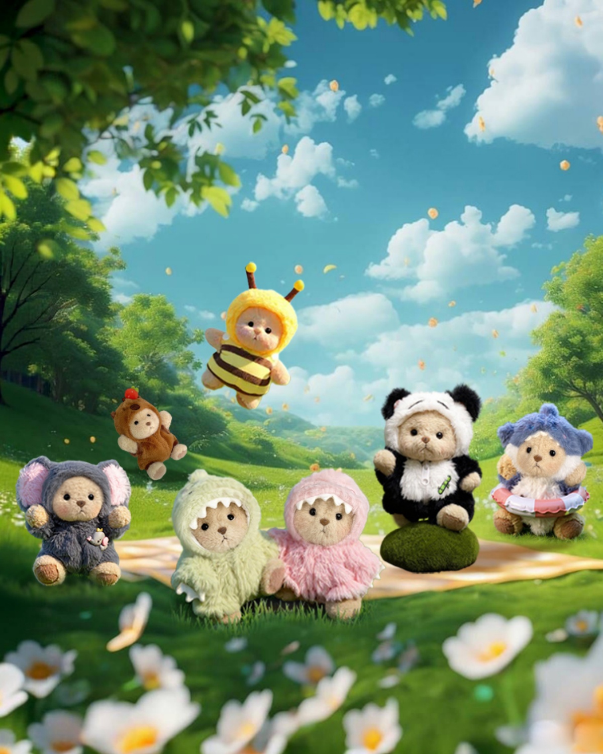 Getahug Animal Kingdom Series Mini Bear Blind Box | 5.9 Inches Plush Pendant Keychain Bag Charm