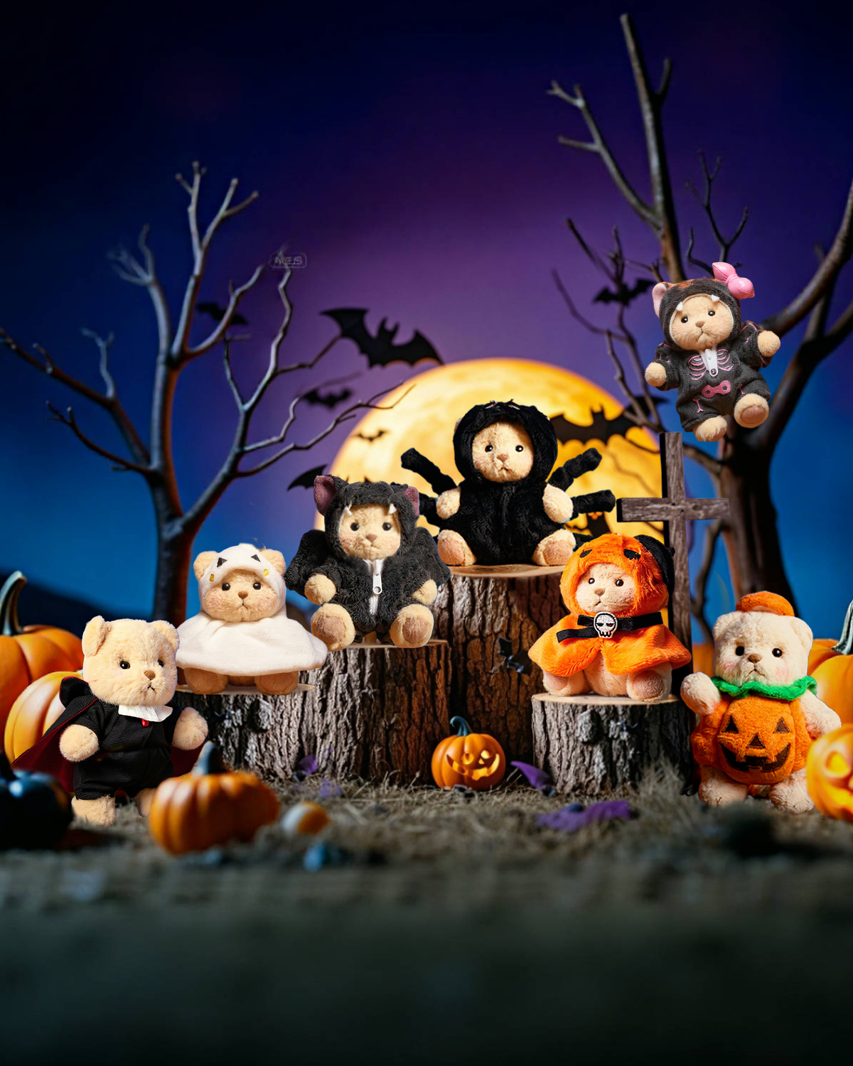 Getahug Hug-o'-Ween Series Mini Bear Blind Box | Halloween Limited Edition 5.9 Inches Plush Pendant Keychains Bag Charm Gifts