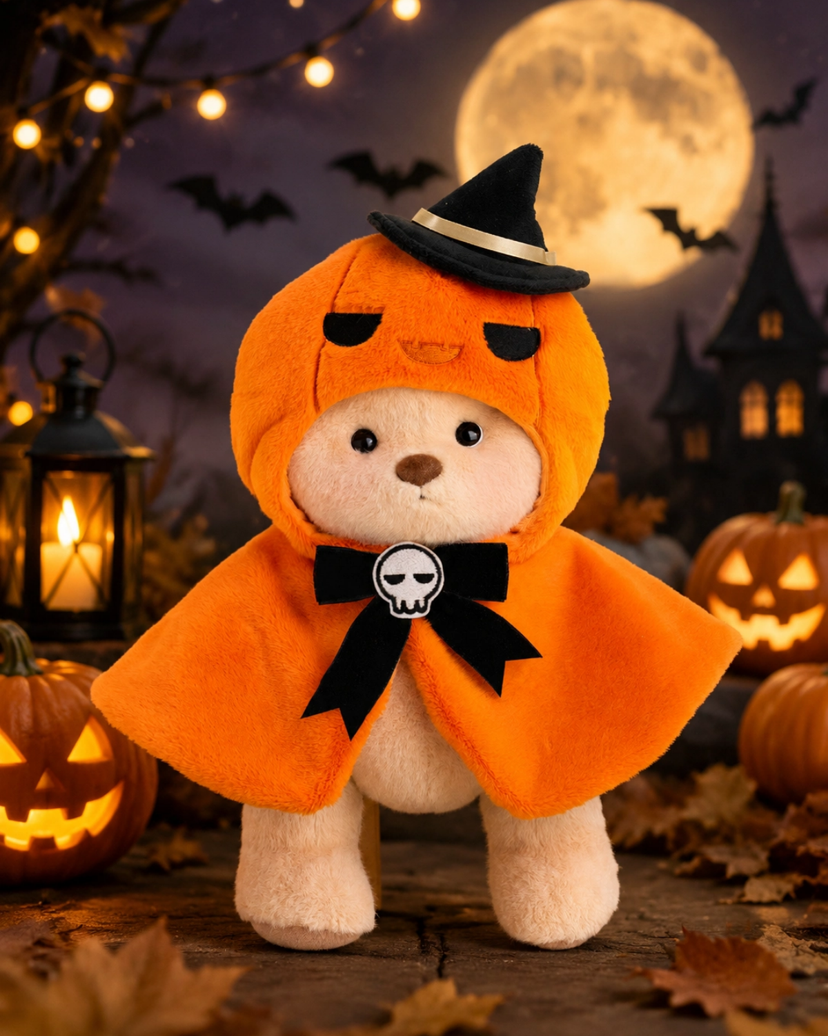 Getahug Halloween Pumpkin Cape Bear | Handmade Jointed Teddy Bear Gift