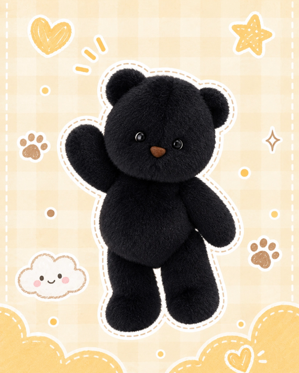 Getahug Boba The Black Handmade Jointed Teddy Bear | Handmade Stuffed Animal Gift