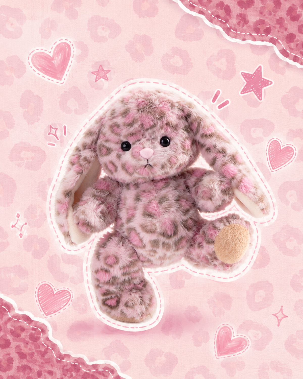 Getahug Kiki Leopard Bunny Charm | Limited Edition 5.9 Inches Jointed Plush Animal Gift