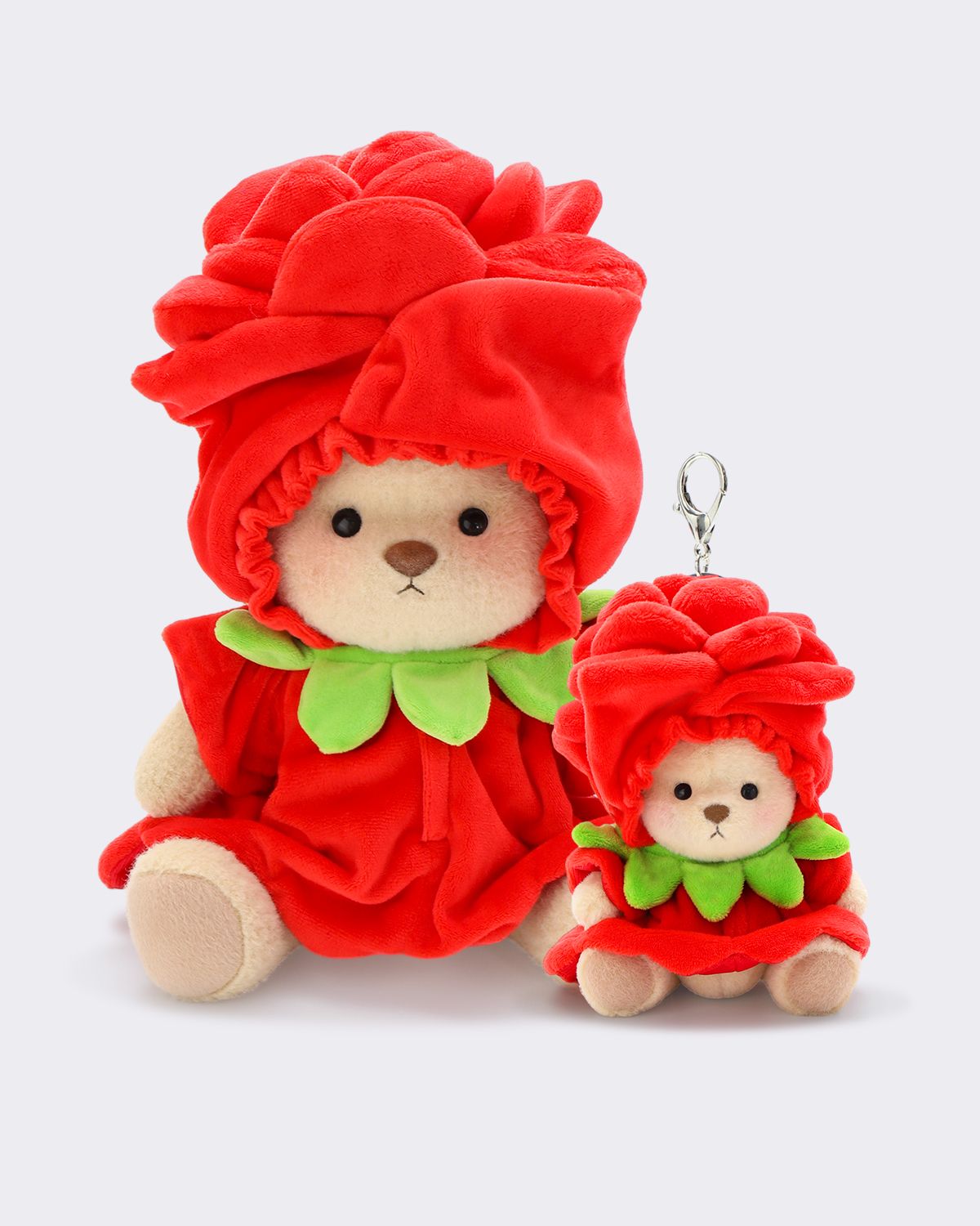 Getahug Romantic Rose Brown Bear with Mini Bear Bag Charm Gift Bundle