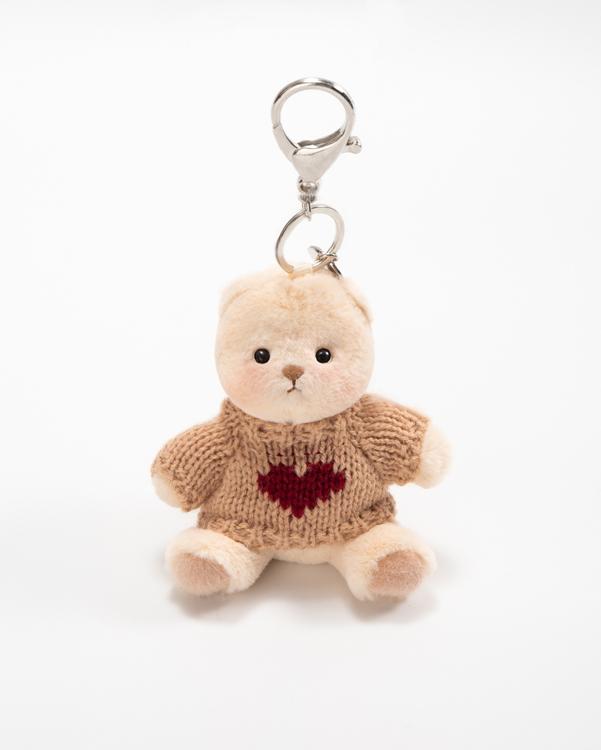 Getahug 3.9" Brown Sweater Teddy Bear | Fixed-limb Pocket Plush Bag Charm Mini Bear Keychain Gift