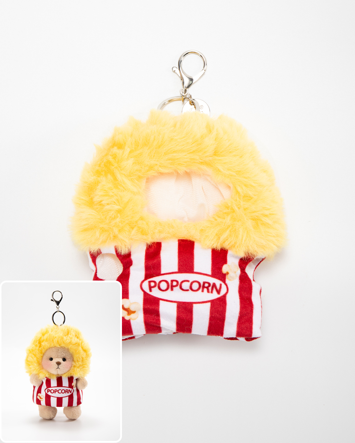 Popcorn Bag Charm Keychain (Outfit Only) | 5.9 Inches Mini Teddy Bear Plush Animal Clothes