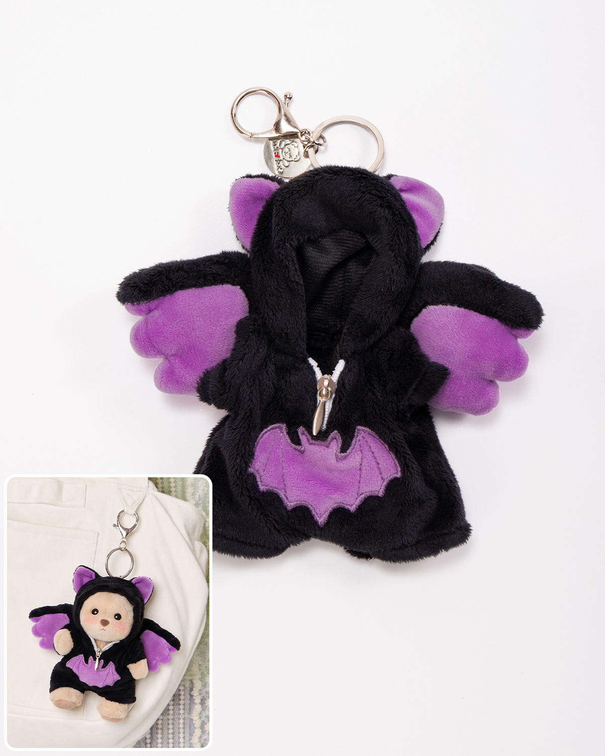 Halloween Bat Bag Charm Keychains (Outfit Only) | 5.9 Inches Mini Teddy Bear Clothes