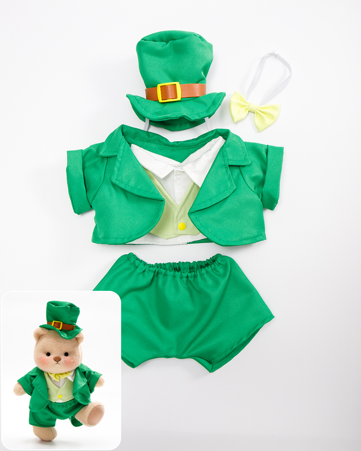 Getahug St. Patrick's Day Green Suit Bear | Handmade Jointed Stuffed Animal Gift