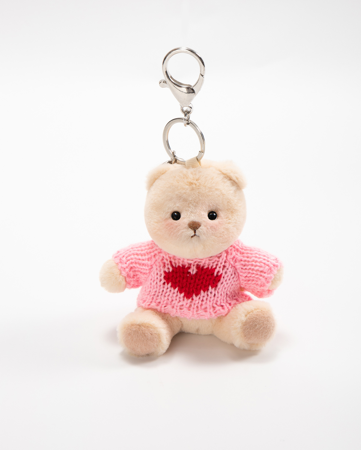 Getahug 3.9" Pink Sweater Teddy Bear | Fixed-limb Pocket Plush Bag Charm Mini Bear Keychain Gift