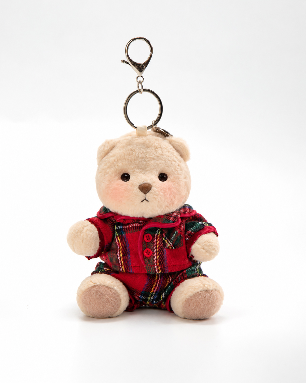 Christmas Plaid Pajamas Bag Charm Keychains (Outfit Only) | 5.9 Inches Teddy Bear Clothes