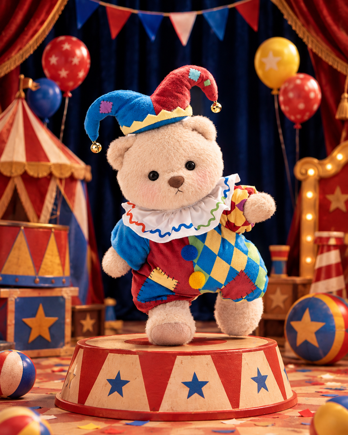 Getahug Halloween Jolly Clown Bear | Handmade Jointed Teddy Bear Stuffed Animal Gift