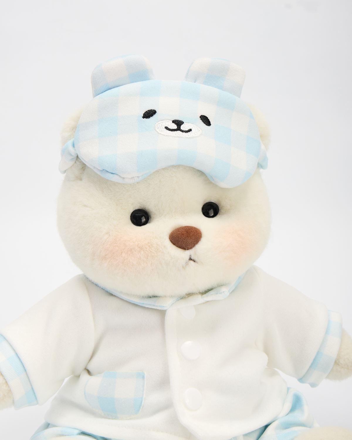 Getahug Blue and White Plaid Pajamas Bear | Handmade Jointed Stuffed Animal Gift