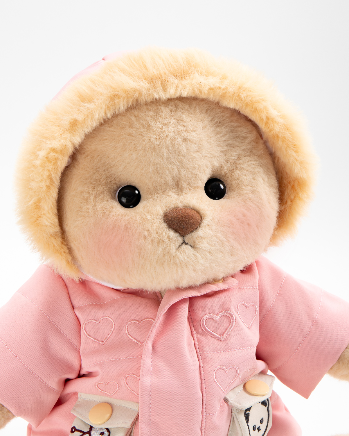Getahug Pink Puffer Jacket Bear | Handmade Jointed Teddy Bear Stuffed Animal Gift