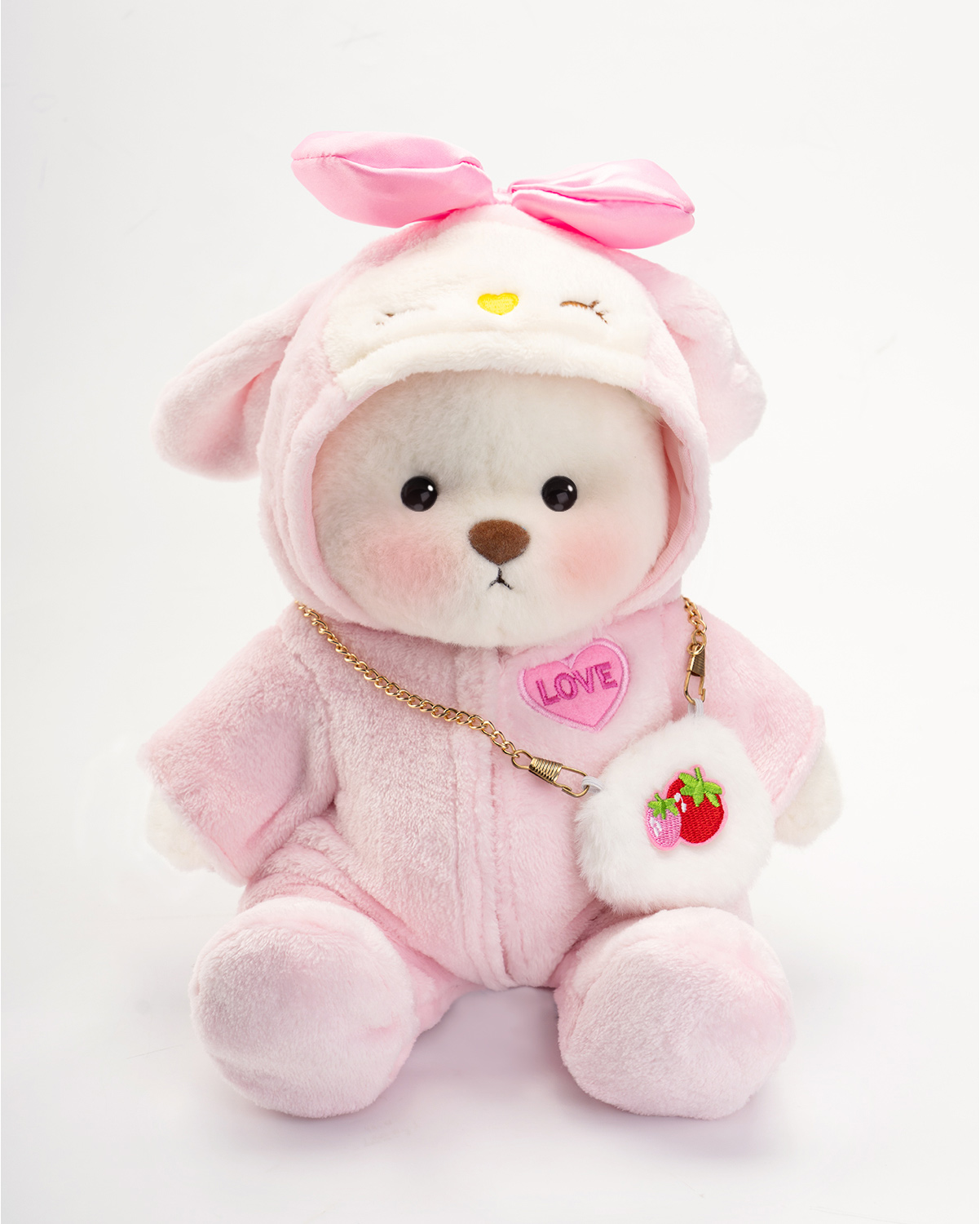 Getahug Love Strawberry Bear | Handmade Jointed Teddy Bear Gift