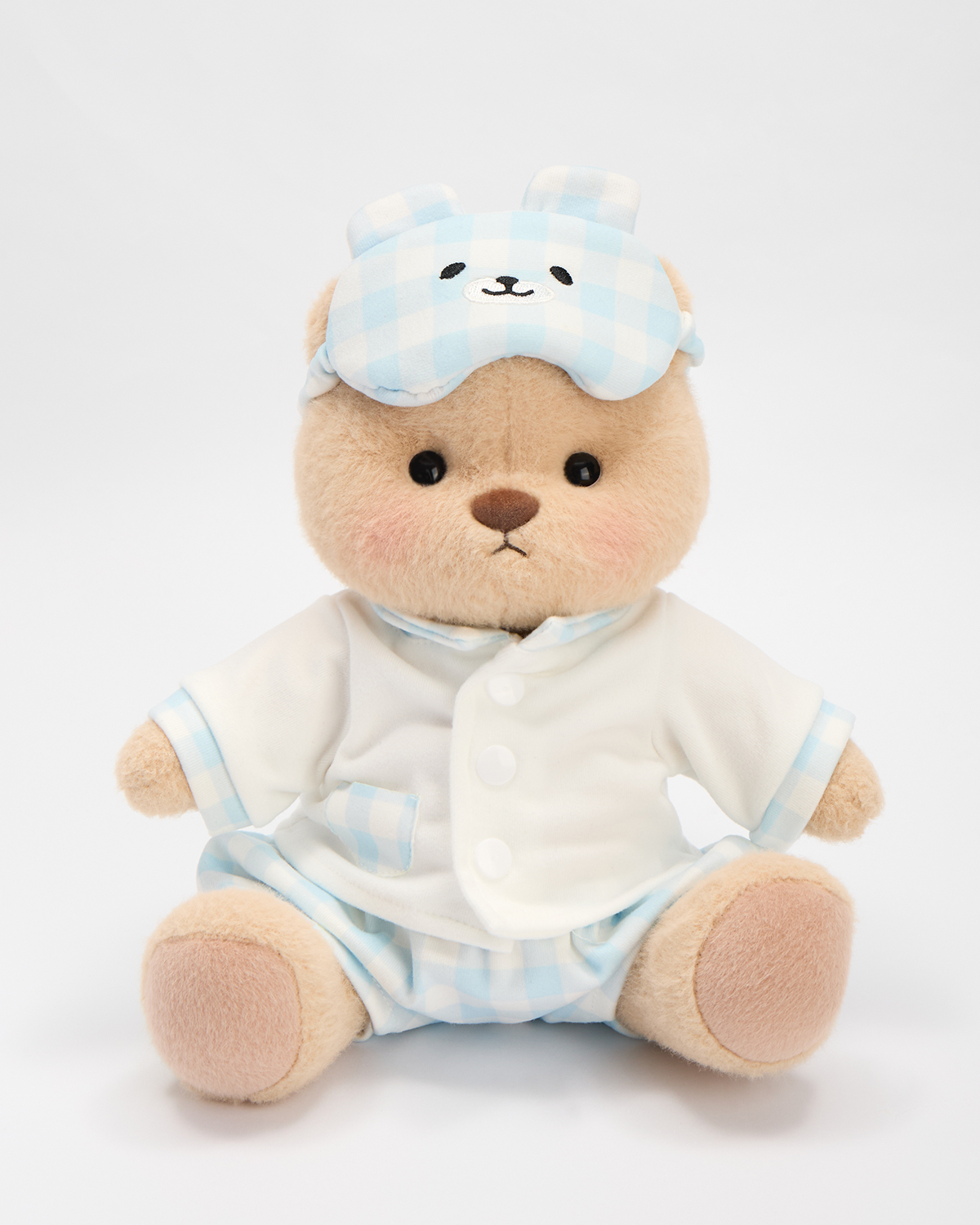 Getahug Blue and White Plaid Pajamas Bear | Handmade Jointed Stuffed Animal Gift