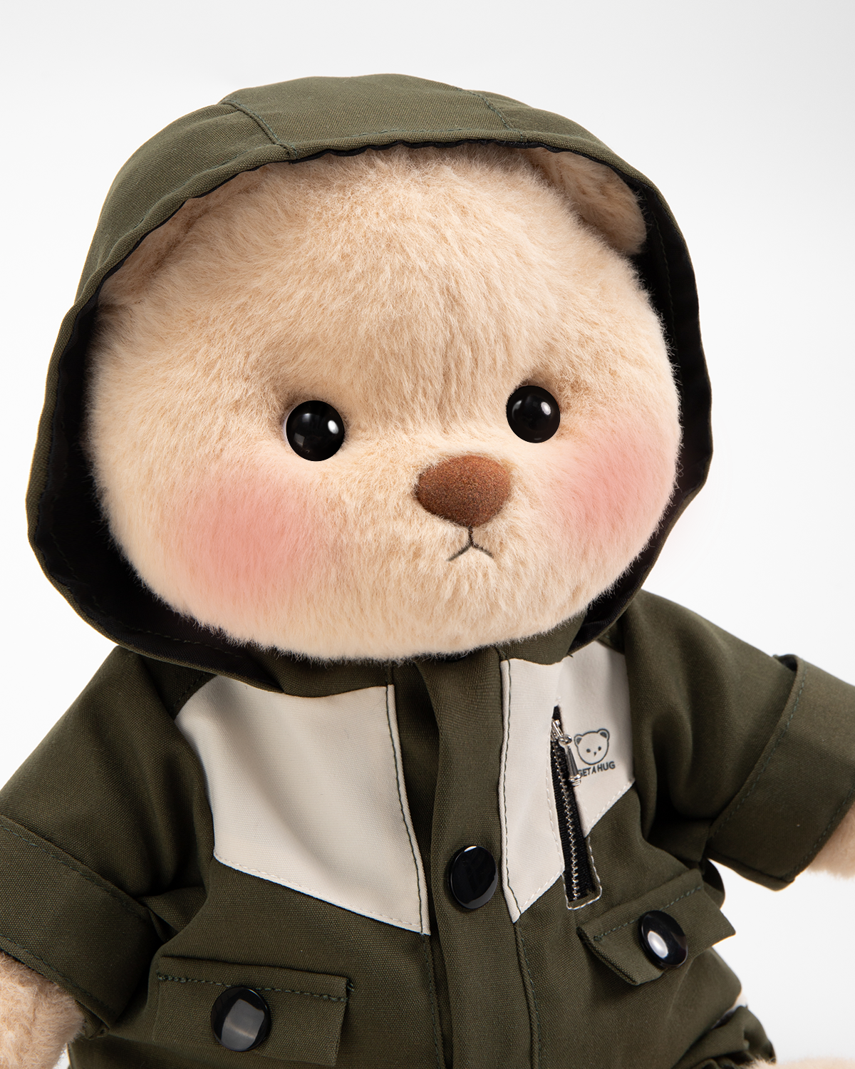 Getahug Green Waterproof Jacket Bear | Handmade Jointed Teddy Bear Stuffed Animal Gift