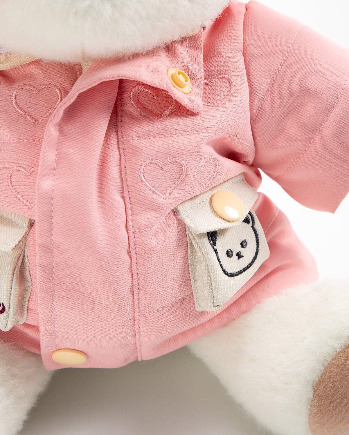 Getahug Pink Puffer Jacket Bear | Handmade Jointed Teddy Bear Stuffed Animal Gift