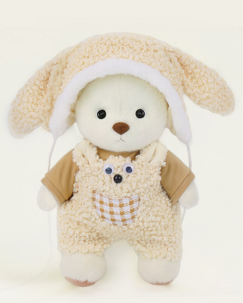 Long Ears Easter Bunny Bear Suit / Handmade Jointed Teddy Bear Gifts, White Bear With Outfit